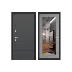 Стальная дверь Labirint ART графит с Зеркалом 18 Бетон Светлый