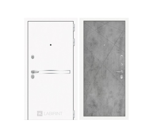 Входная белая дверь в квартиру Labirint Лайн WHITE 24 Бетон Светлый Входная белая дверь в квартиру Labirint Лайн WHITE 24 Бетон Светлый