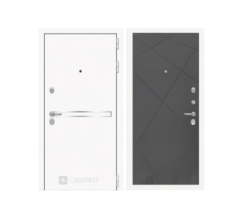 Входная белая дверь в квартиру Labirint Лайн WHITE 24 Графит Софт