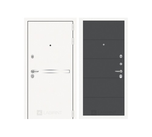 Входная белая дверь в квартиру Labirint Лайн WHITE 13 Графит софт Входная белая дверь в квартиру Labirint Лайн WHITE 13 Графит софт