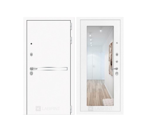 Входная дверь Labirint Лайн WHITE с зеркалом 18 - Белое дерево Входная дверь Labirint Лайн WHITE с зеркалом 18 - Белое дерево