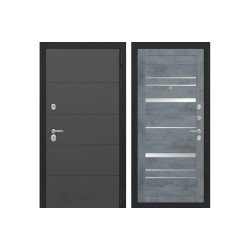 Стальная дверь Labirint ART графит с зеркальными вставками 20 Бетон Тёмный