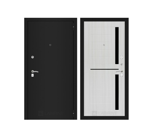 Входная дверь Labirint Classic шагрень черная 02 - Сандал белый Входная дверь Labirint Classic шагрень черная 02 - Сандал белый