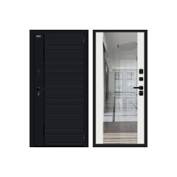 Входная дверь с зеркалом Браво Лайнер-3 Total Black/Off-white