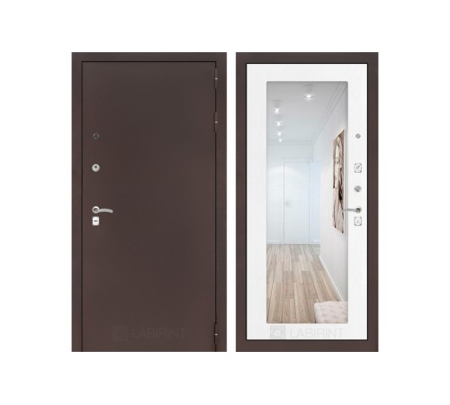 Входная дверь Labirint CLASSIC антик медный с Зеркалом 18 - Белое дерево Входная дверь Labirint CLASSIC антик медный с Зеркалом 18 - Белое дерево