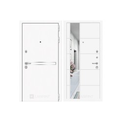 Входная зеркальная дверь Labirint Line White с зеркалом 19 Белый Софт