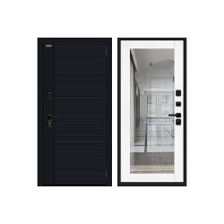 Входная дверь с зеркалом Браво Джет-3 (RBE) Total Black/Snow Melinga