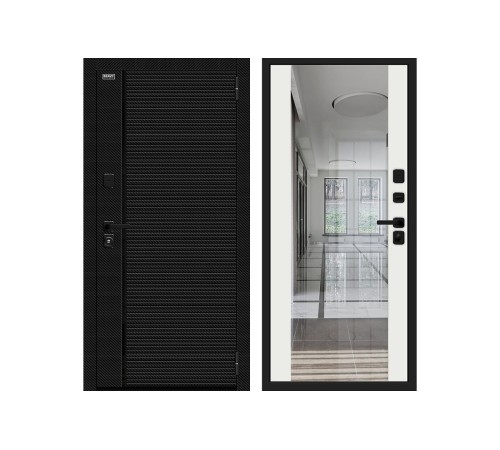 Входная дверь с зеркалом Браво Лайнер-3 Black Carbon/Off-white Входная дверь с зеркалом Браво Лайнер-3 Black Carbon/Off-white